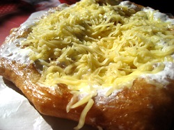 budapest day 3 langos with sour cream cheese and garlic