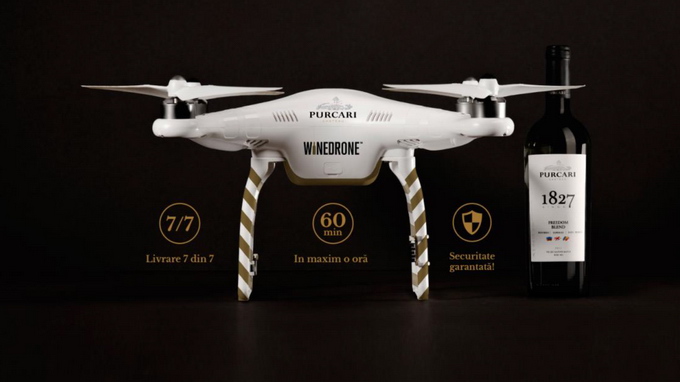 Livrarea vinurilor prin intermediul dronelor Vinaria Purcari