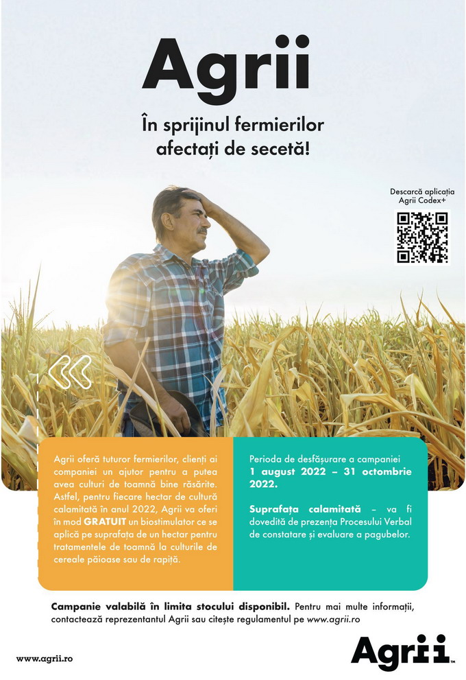Agrii Romania sprijina fermierii afectati de seceta
