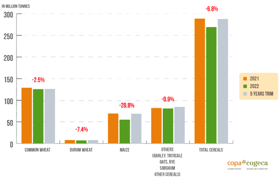 Recolta UE 2022 - Predictii cereale septembrie 2022