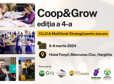 Coop&Grow editia a 4-a: CLLD & Multifond: Strategii pentru inovare | 6-8 martie la Miercurea-Ciuc – Hotel Fenyő