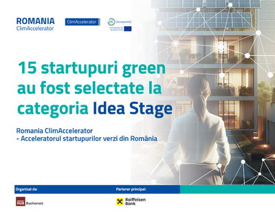 15 startupuri greentech calificate la categoria Idea Stage din cadrul programului de accelerare Romania ClimAccelerator