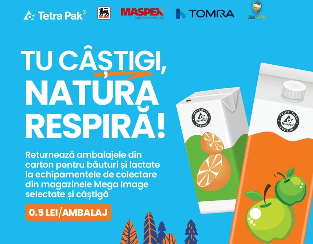 TETRA PAK, MEGA IMAGE ȘI PARTENERII LANSEAZĂ ÎN ROMÂNIA PRIMUL PROIECT DE COLECTARE A AMBALAJELOR DE CARTON PENTRU BĂUTURI ȘI LACTATE