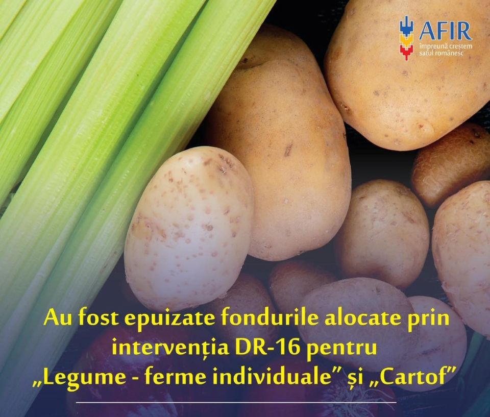 AFIR: cerere mare pentru fonduri DR-16 în sectorul legume și/sau cartofi. Ce fonduri sunt încă disponibile?