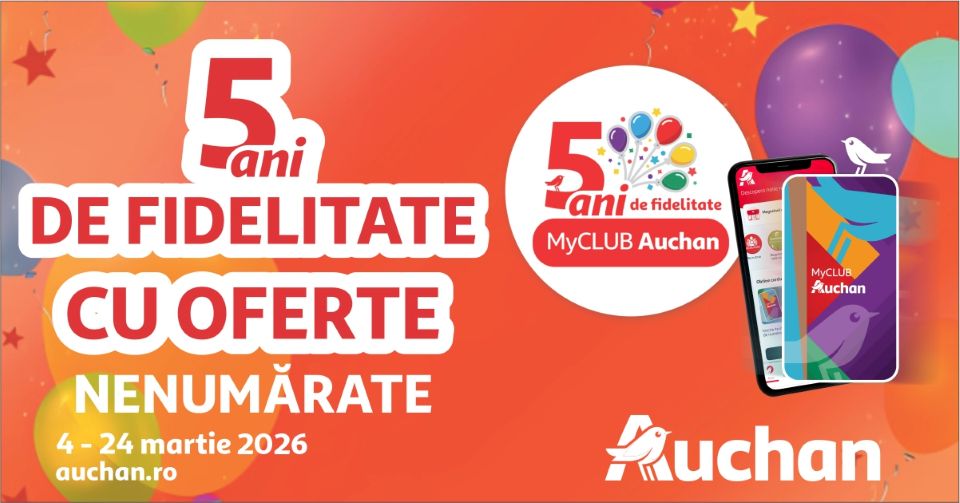 Peste 60% din cumpărăturile din Auchan sunt realizate cu cardul de fidelitate MyCLUB