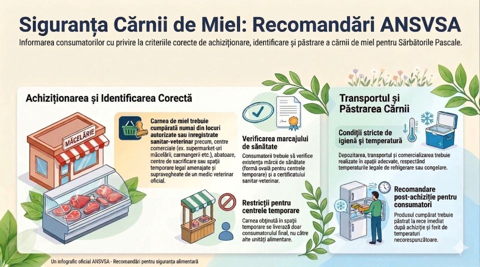 ANSVSA: recomandari utile pentru achiziția cărnii de miel