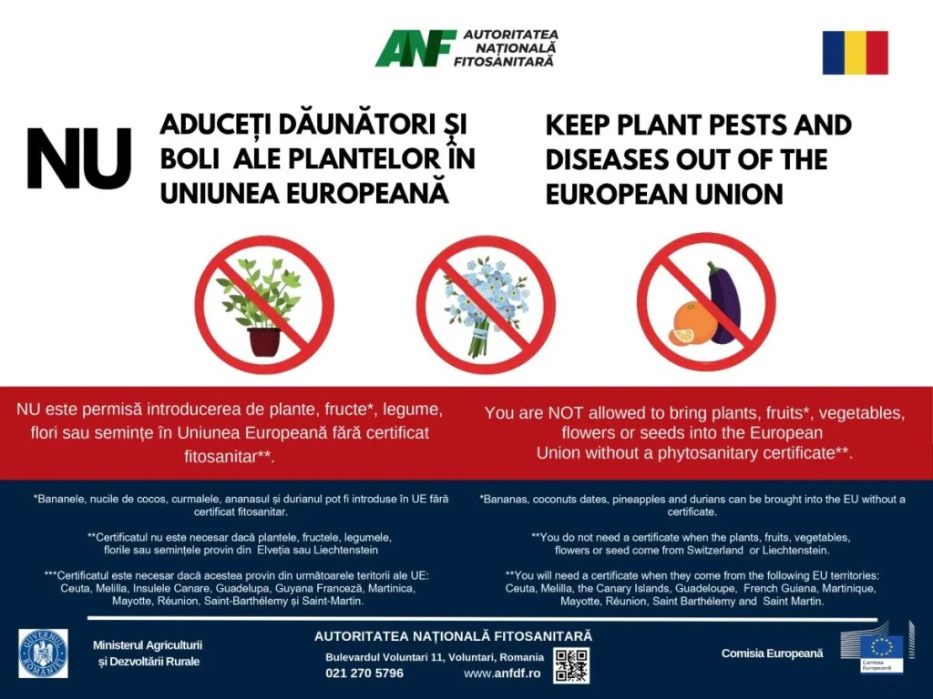 Ce document este necesar și ce excepții există la aducerea plantelor din afara UE