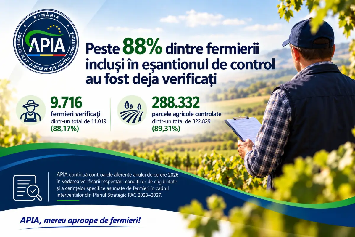 Peste 88% dintre fermierii incluși în eșantionul de control au fost deja verificați