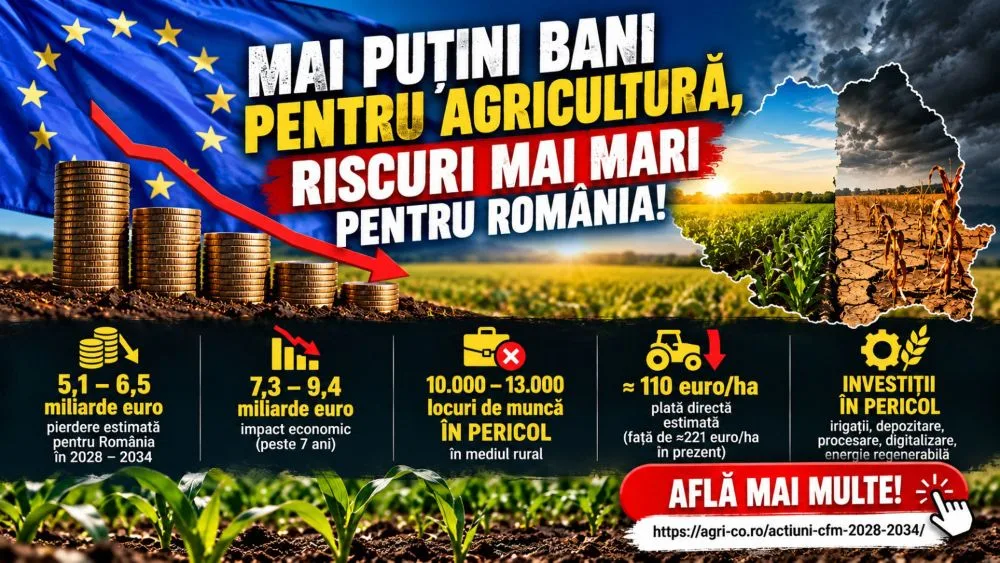 Mai puțini bani pentru agricultură, riscuri mai mari pentru România!